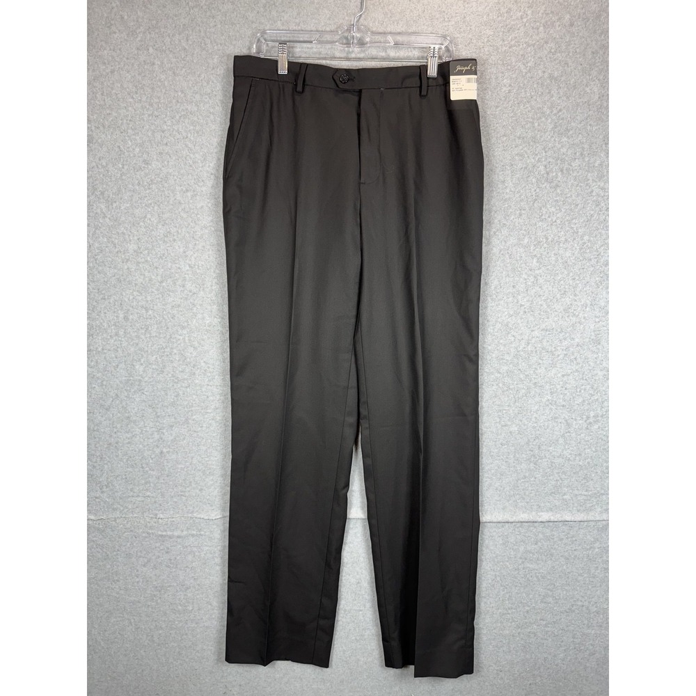 Joseph & Feiss Pants Mens 34x34 Black Classic Fit Wrinkle‎ Resistant Wool Blend